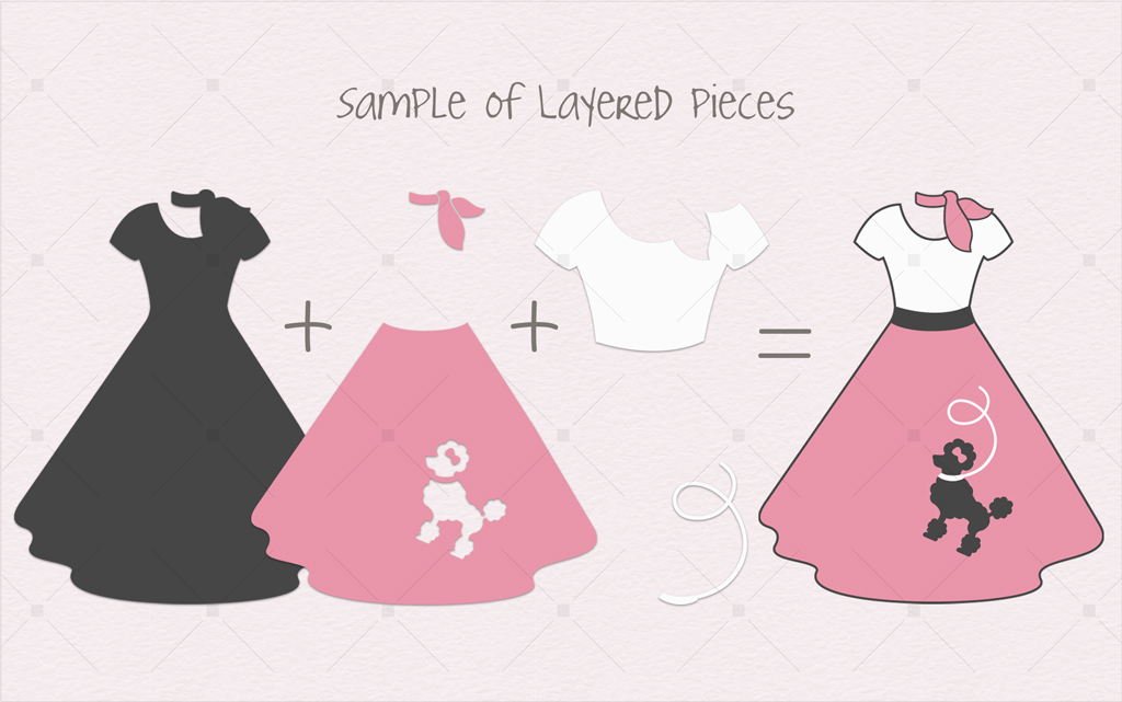 50’s Poodle Skirt Layered SVG